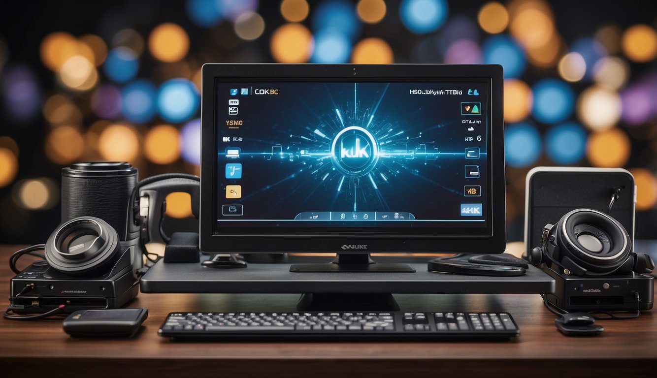 Electronic products displayed on cashback platforms, surrounded by digital icons and symbols